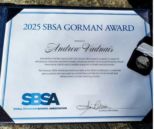 Small Boarding School Association (SBSA ) Honors Andy Vadnais