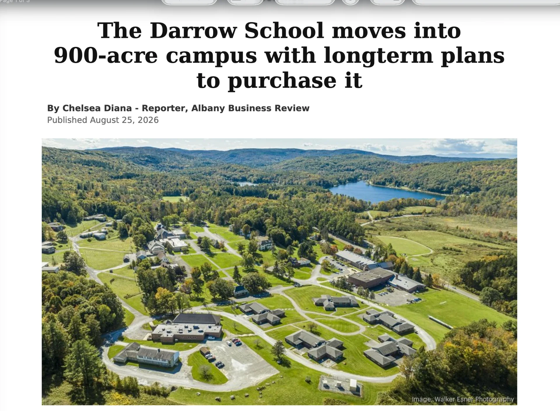 The Darrow School moves into 900-acre campus with longterm plans to purchase it